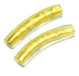 33 x 7mm Murano Glass Bracelet Tubes - Light Azore Gold (1 Pair) - Too Cute Beads
