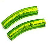 33 x 7mm Murano Glass Bracelet Tubes - Peridot Gold (1 Pair) - Too Cute Beads