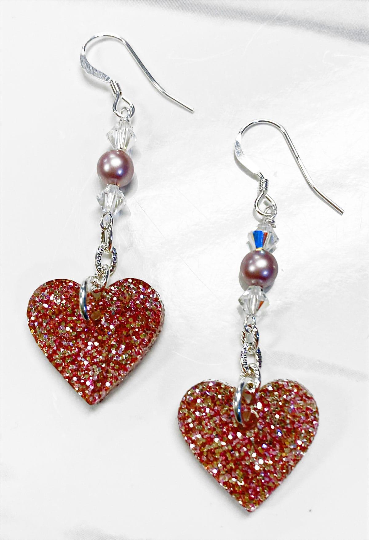 Powder Rose Heart Earring - Too Cute Beads