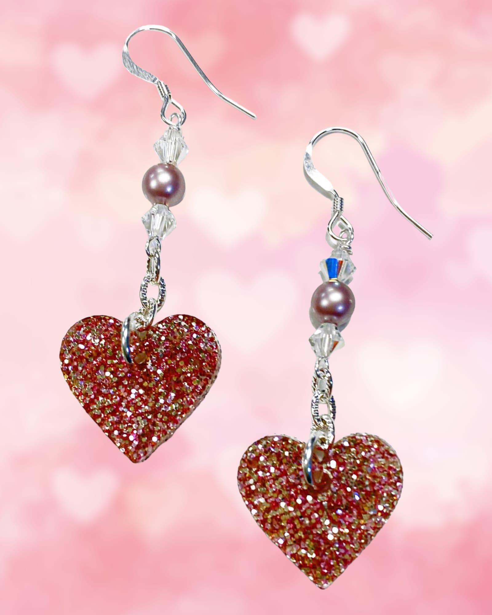 Powder Rose Heart Earring - Too Cute Beads