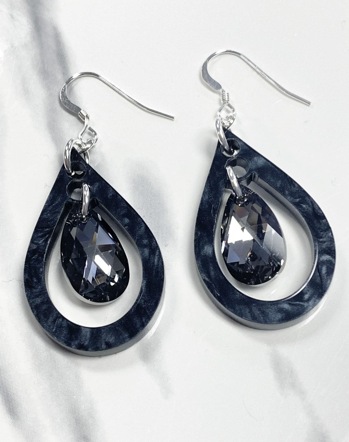 Silver Night Teardrop Earring Kit - Too Cute Beads