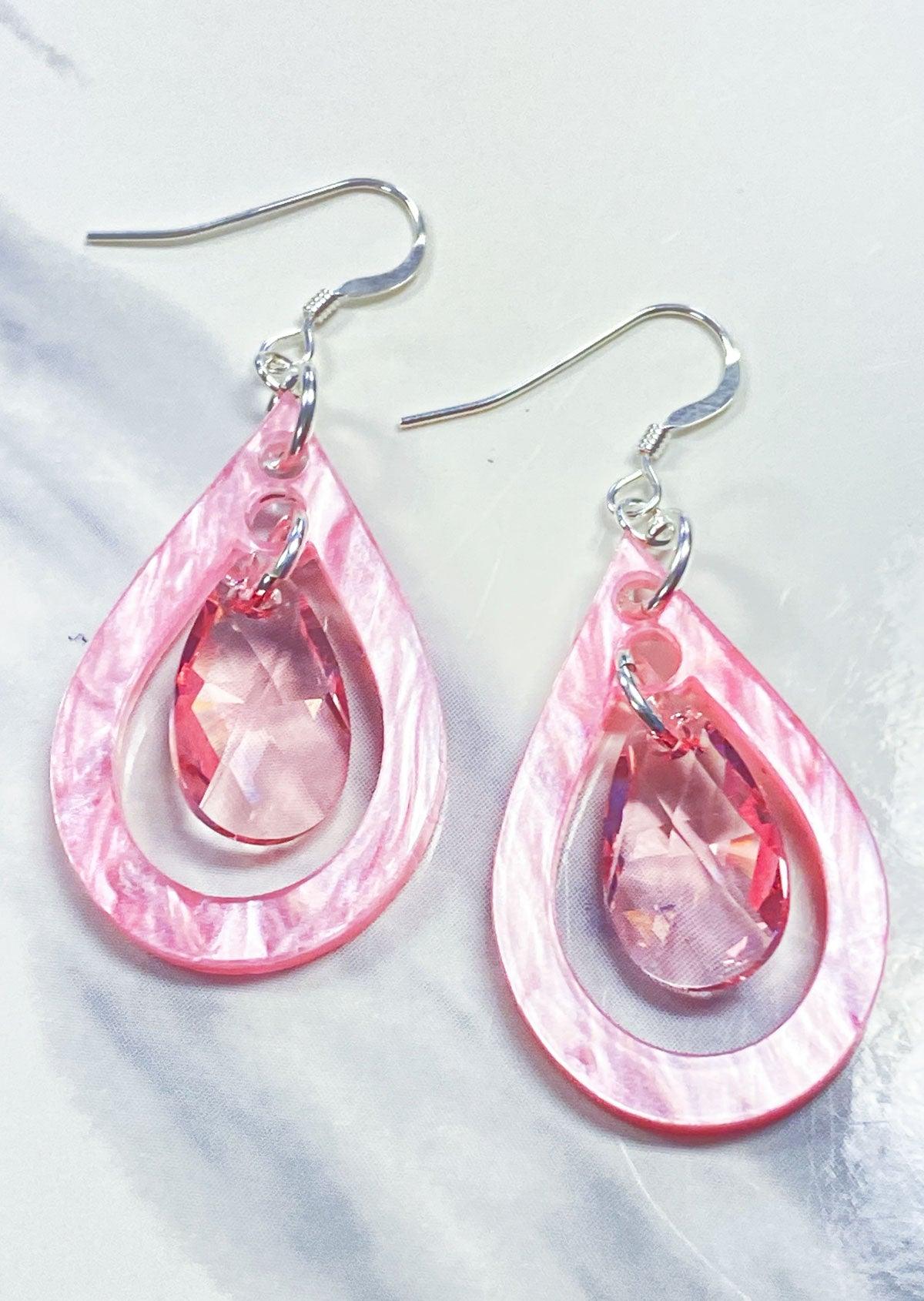 Pearlescent Pink Teardrop Earring Kit