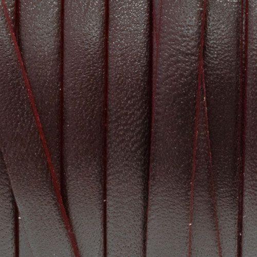 5 x 1.5mm Flat Greek Leather - Dark Brown with Red Trim (Sold by the Inch)