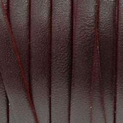 5 x 1.5mm Flat Greek Leather - Dark Brown with Red Trim (Sold by the Inch) - Too Cute Beads