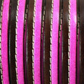 10 x 2mm two tone Flat Greek Leather - Brown and Fuchsia (Sold by the Inch) - Too Cute Beads