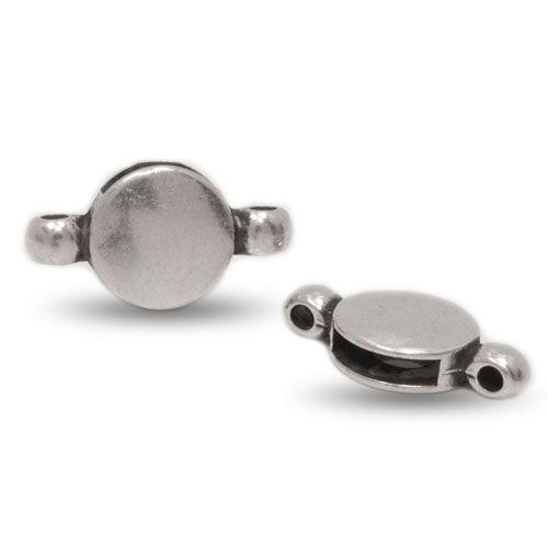 24 x 13mm Antique Silver Slider Bead for Flat and Round Leather - Too Cute Beads