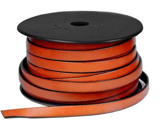 10 x 1.5mm Flat Greek Leather - Orange with Black (Sold by the Inch) - Too Cute Beads