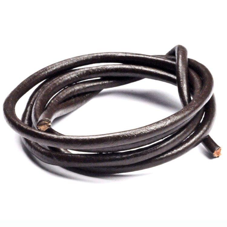 4mm Round Greek Leather - Brown (Sold by the Inch)