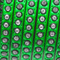 6.5 x 3mm Soft Stitched Leather with Embedded Swarovski Crystals - Kelly Green (Sold by the inch) - Too Cute Beads