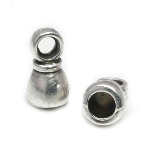 7 x 14mm Terminals for 3mm Round Leather - Antique Silver (Sold by the Pair) - Too Cute Beads