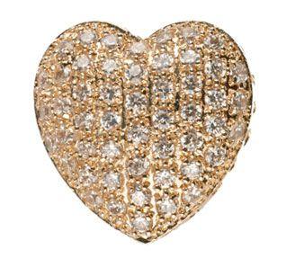 Bead Thru Heart 25mm Gold Plate with Crystal CZ (1 Piece) - Too Cute Beads