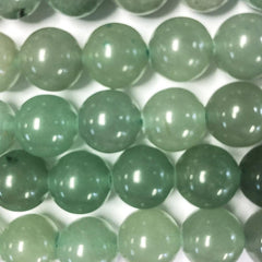 10mm Round Grade A Gemstone Beads - Green Aventurine (Pack of 10) - Too Cute Beads