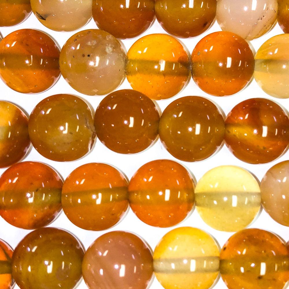 10mm Round Grade A Gemstone Beads - Carnellan (Pack of 10) - Too Cute Beads