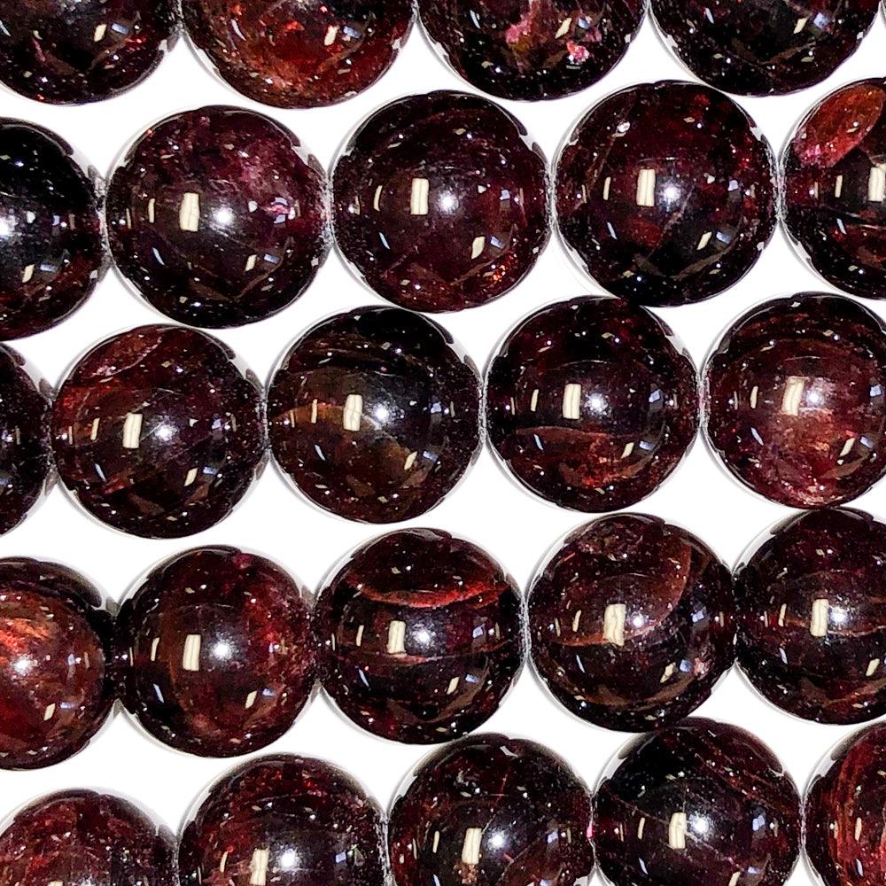 10mm Round Grade A Gemstone Beads - Garnet (Pack of 10) - Too Cute Beads