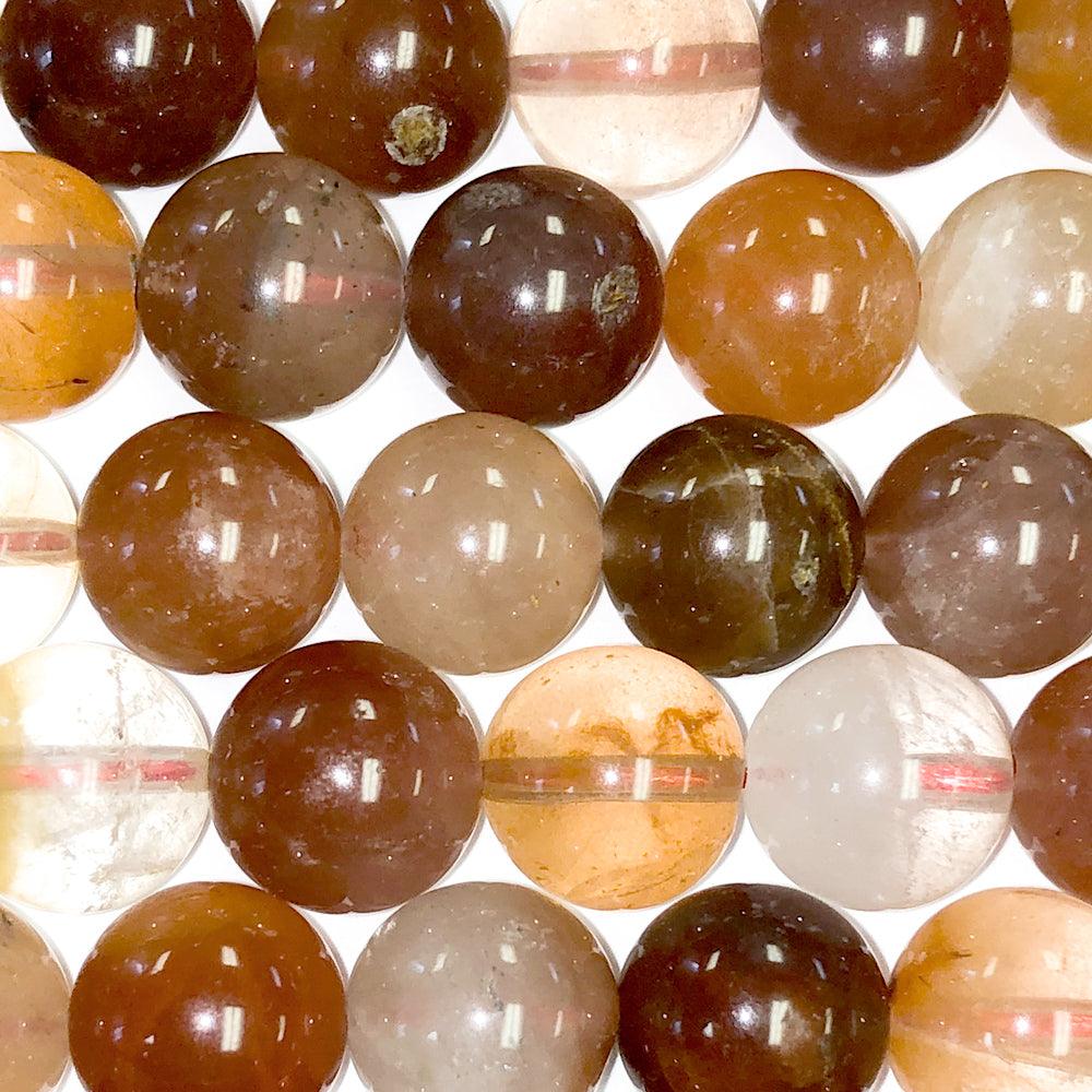 10mm Round Grade A Gemstone Beads - Red Rutilated Quartz (Pack of 10) - Too Cute Beads