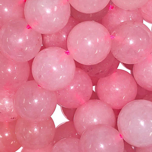 10mm Round Grade A Gemstone Beads - Rose Quartz (Pack of 10) - Too Cute Beads