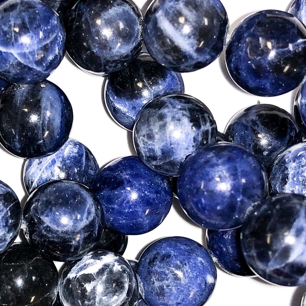 10mm Round Grade A Gemstone Beads - Sodalite (Pack of 10) - Too Cute Beads