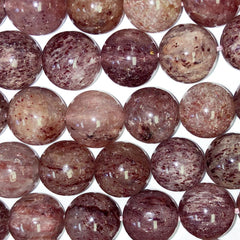 10mm Round Grade A Gemstone Beads - Strawberry Quartz (Pack of 10) - Too Cute Beads