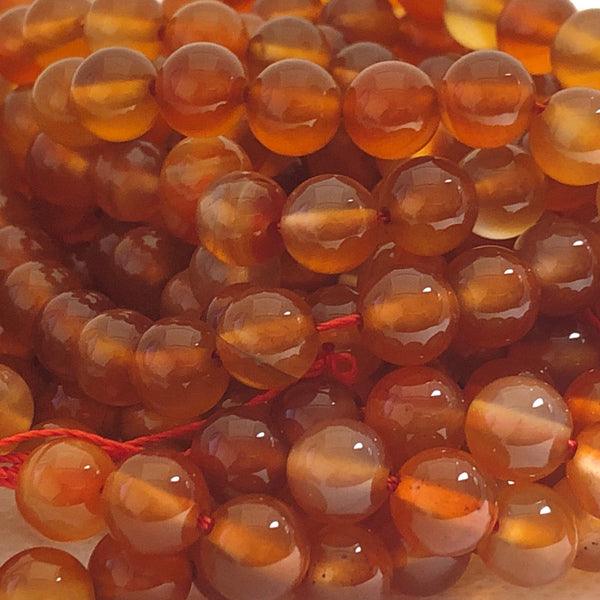 8mm Round Gemstone Beads - Carnelian (10 Pack) - Too Cute Beads