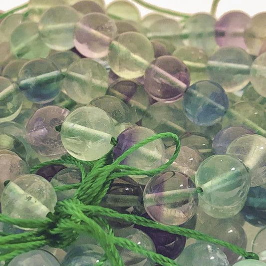 8mm Round Gemstone Beads - Fluorite (10 Pack) - Too Cute Beads