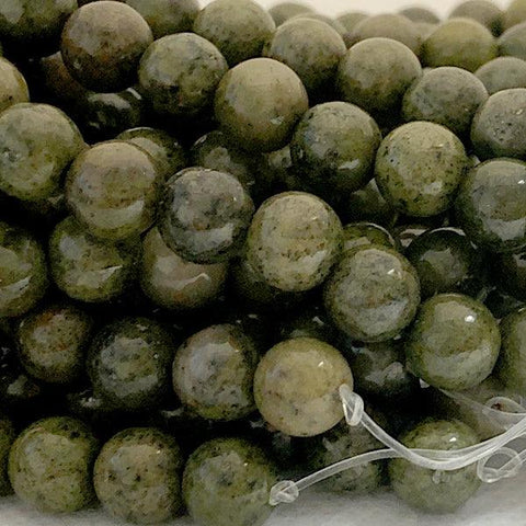 8mm Round Gemstone Beads - Green Jasper (10 Pack) - Too Cute Beads