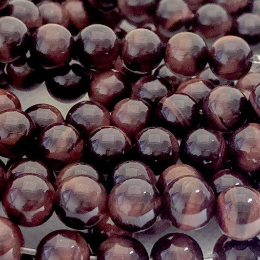 8mm Round Gemstone Beads - Red Tigereye (10 Pack) - Too Cute Beads