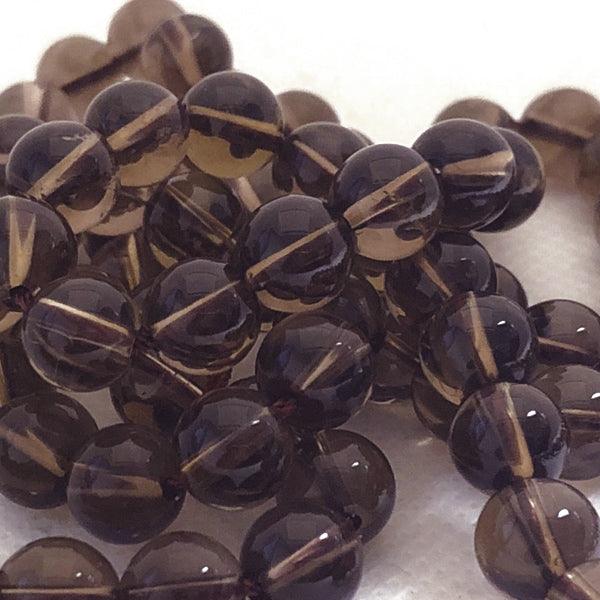 8mm Round Gemstone Beads - Smoky Quartz (10 Pack) - Too Cute Beads