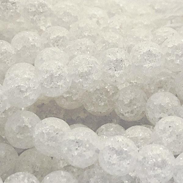 8mm Round Gemstone Beads - Cracked Crystal Quartz (10 Pack) - Too Cute Beads