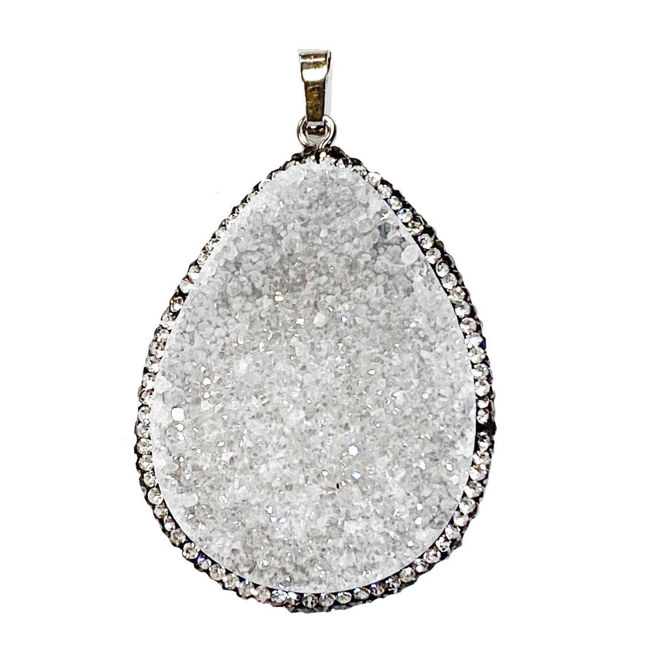 35-40mm free form druzy agate gemstone pendant - Clear