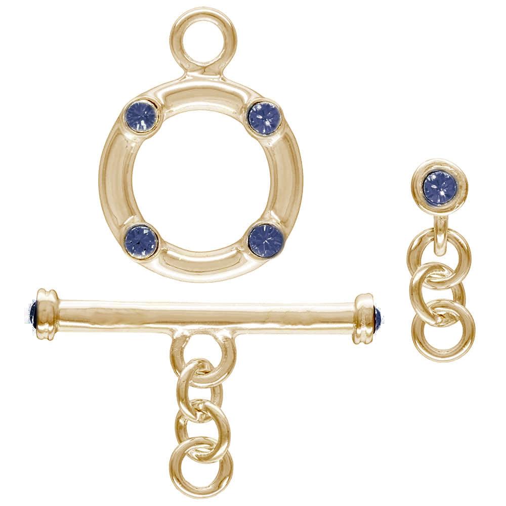 18K Gold Filled 11mm Crystal Toggle - Montana Blue