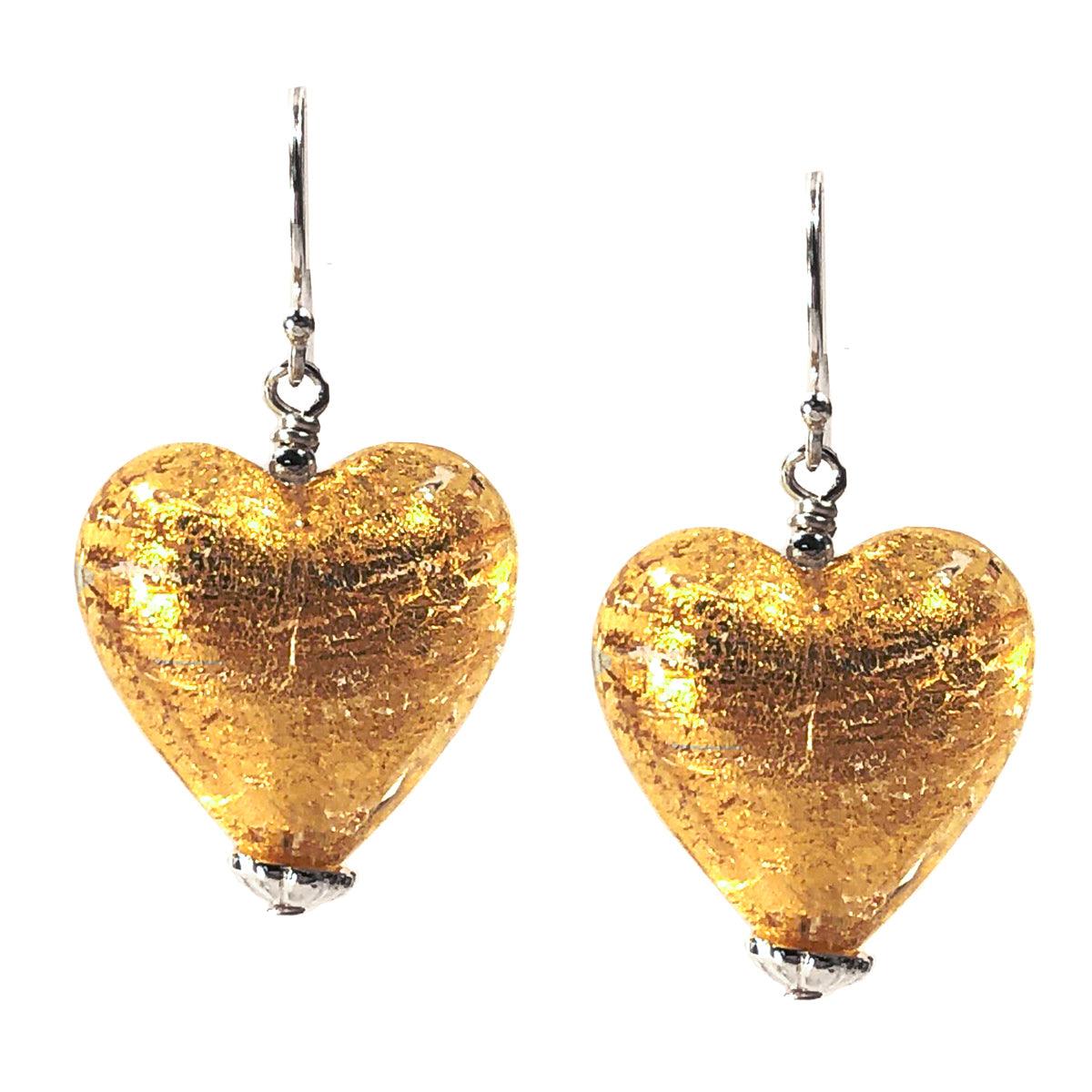 Golden Heart Murano Earring Kit - Too Cute Beads