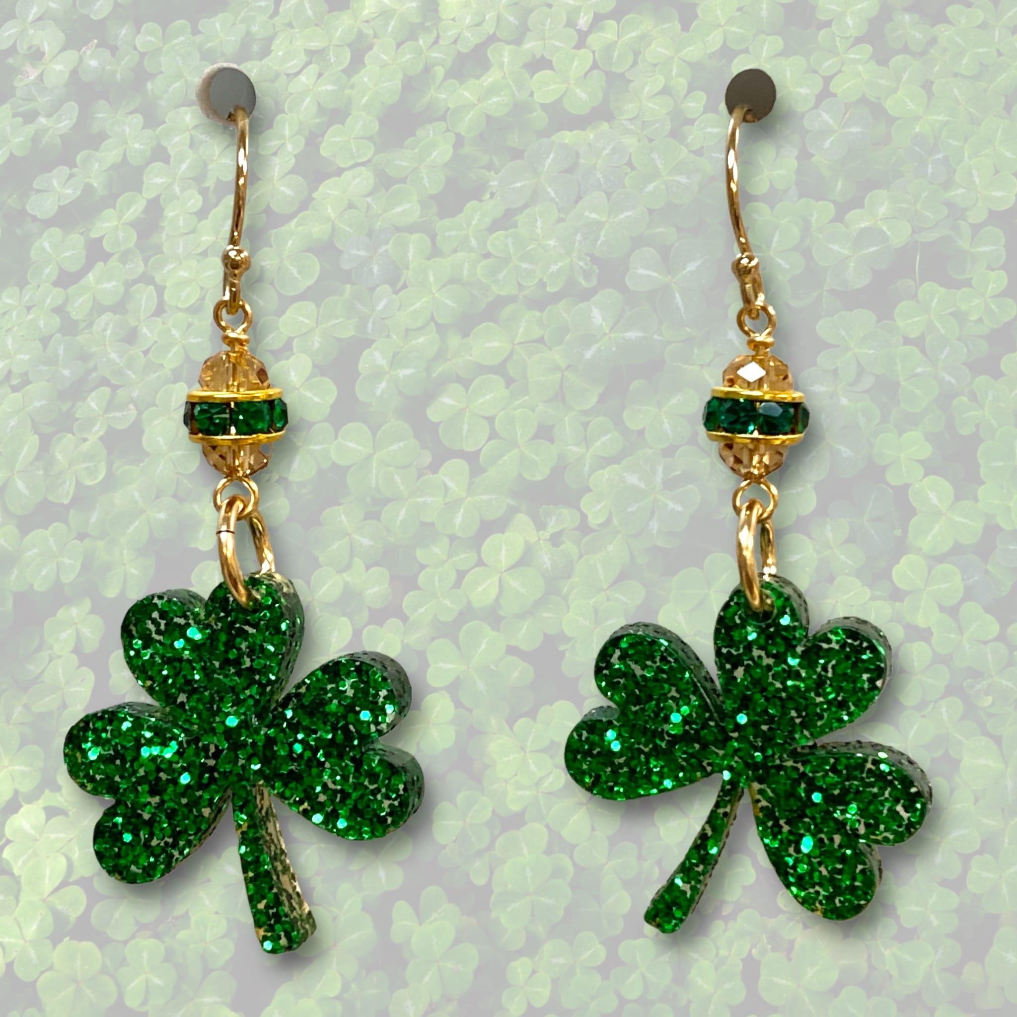 Golden Acrylic Shamrock Earring Kit - Too Cute Beads