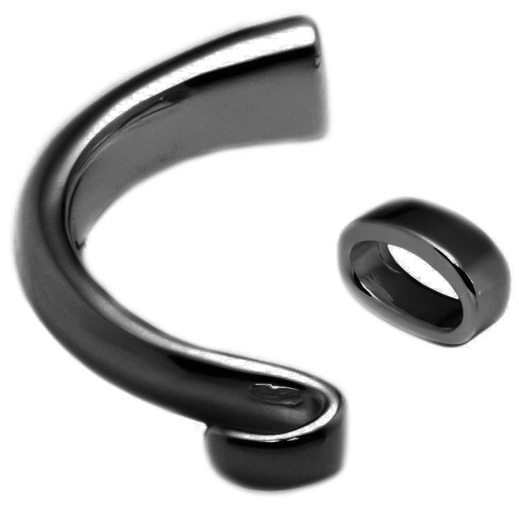 Black Ruthenium Plated Half Cuff with Matching Slice Spacer - Plain