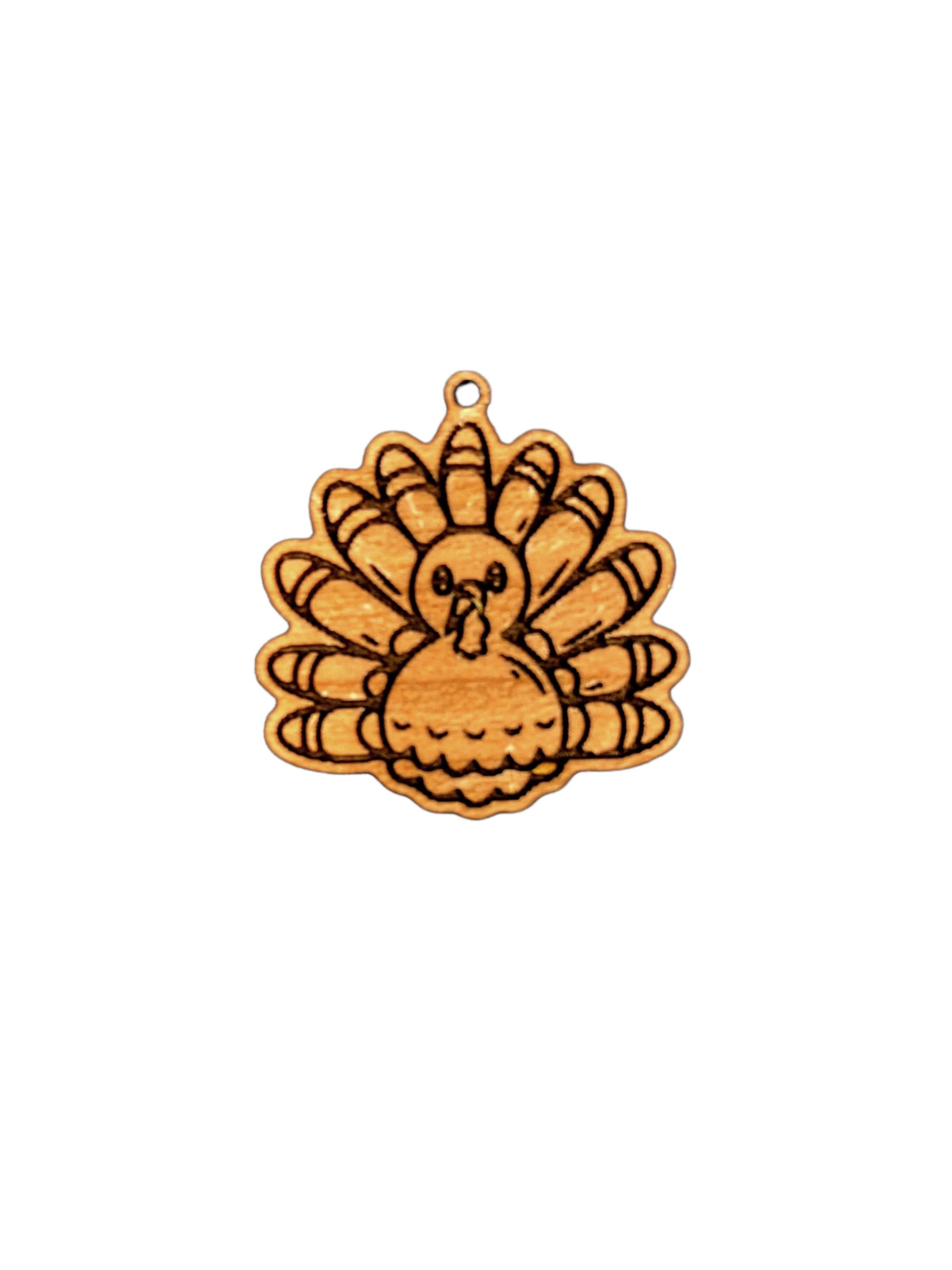 Etched Thanksgiving Turkey Wooden Pendant