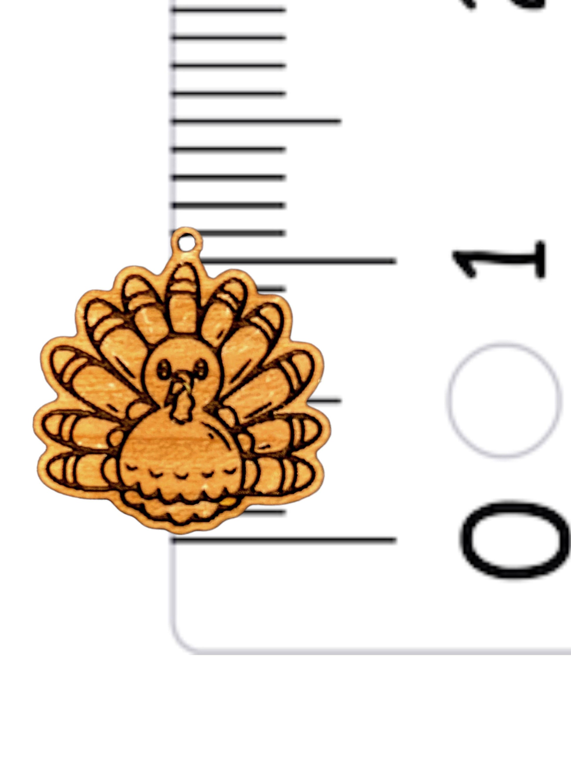 Etched Thanksgiving Turkey Wooden Pendant