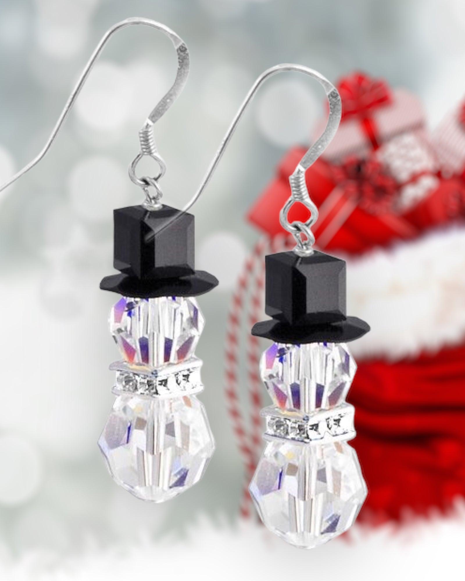 Swarovski Snowman Earring- Crystal - Too Cute Beads