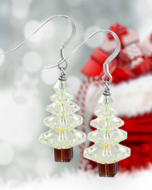 Swarovski Christmas Tree Earrings AB - Too Cute Beads