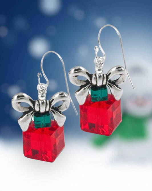 Holiday Present Earring in Light Siam - Christmas Jewelry Making Kit - Too Cute Beads