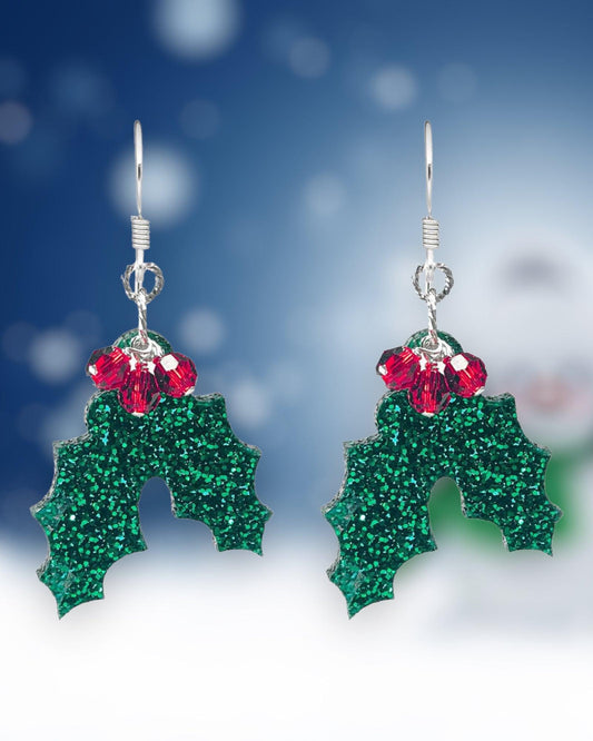 Holly Christmas Earrings - Christmas Jewelry Making Kit - Too Cute Beads