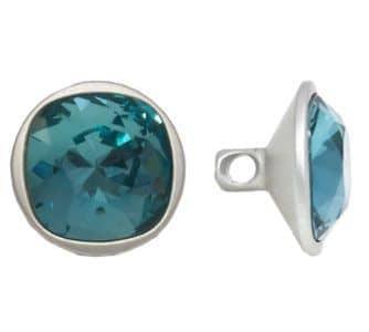 Swarovski 10mm (1811) Round Button - Indicolite Silver