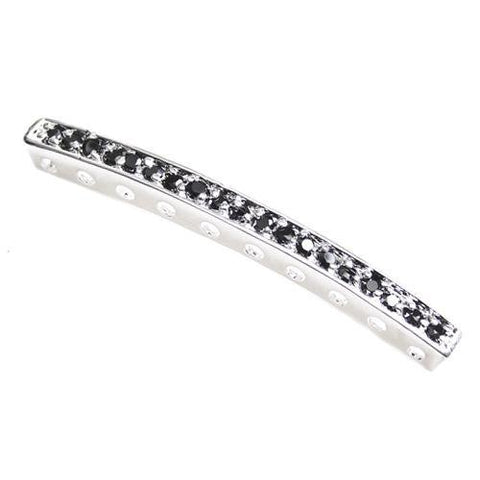 Bead Thru Bar 35x3mm Silver Plate with Jet CZ (1 Piece) - Too Cute Beads