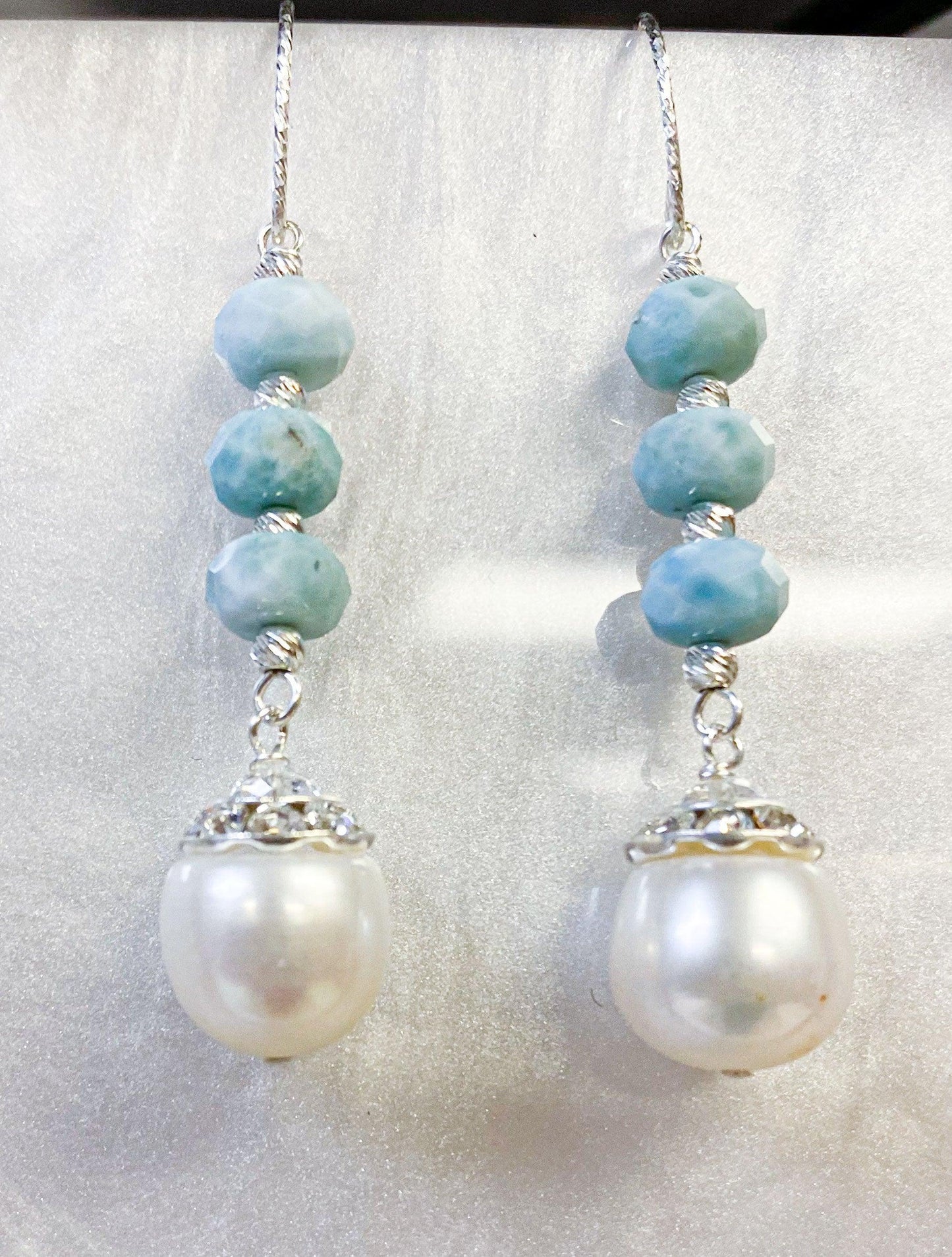 Larimar and Pearl Earring Kit - Too Cute Beads