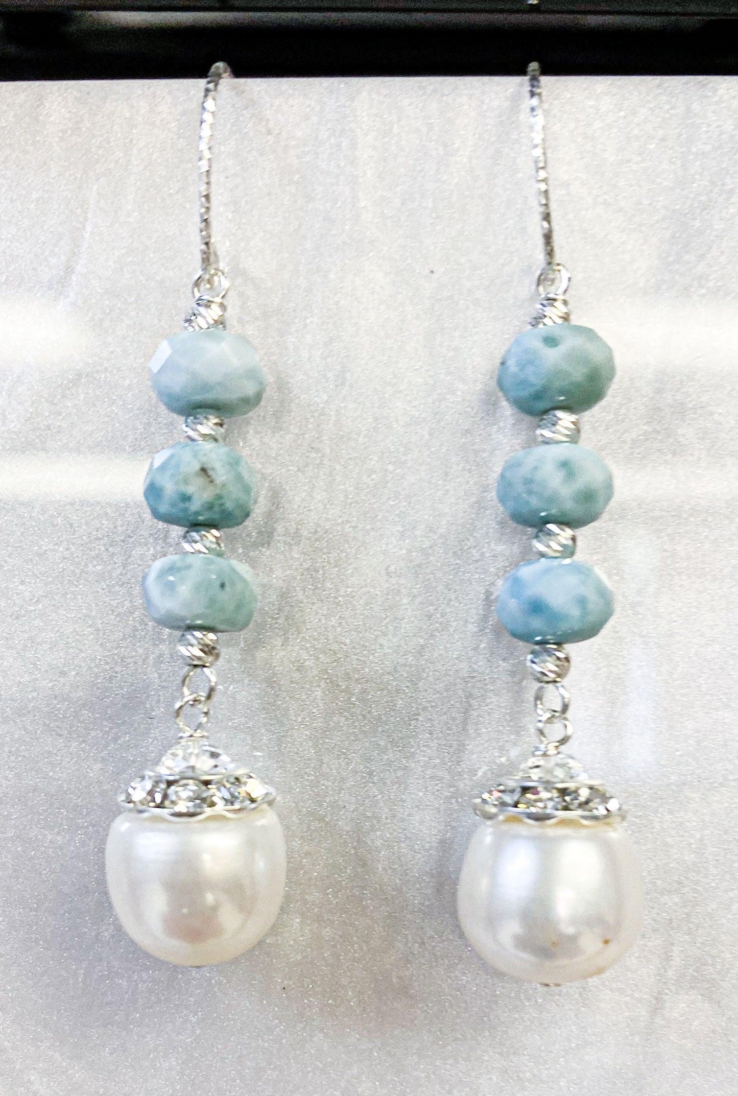 Larimar and Pearl Earring Kit - Too Cute Beads