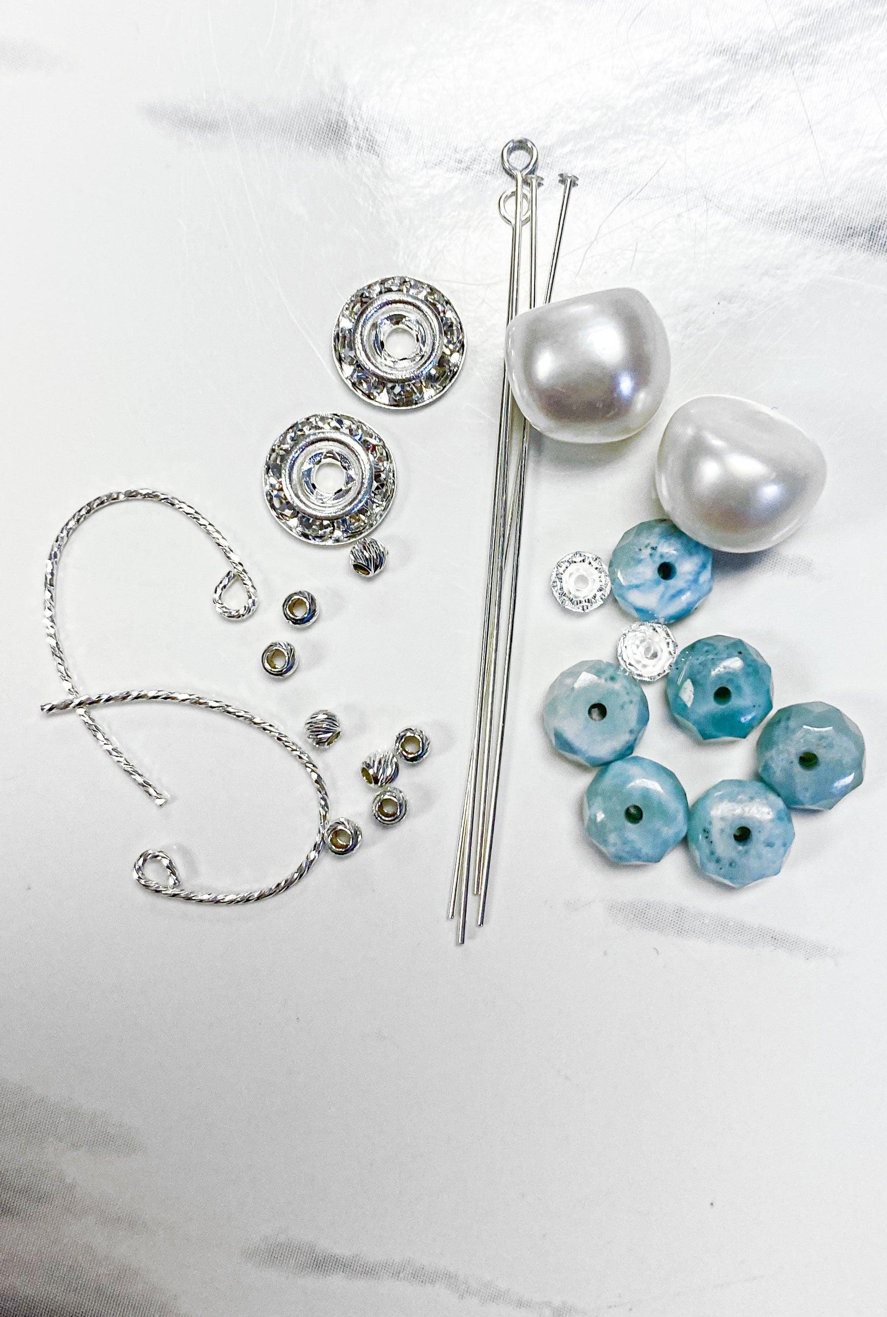 Larimar and Pearl Earring Kit