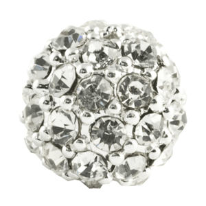 Pave Bead 10mm Sterling Silver Plate - Crystal (1 Piece)