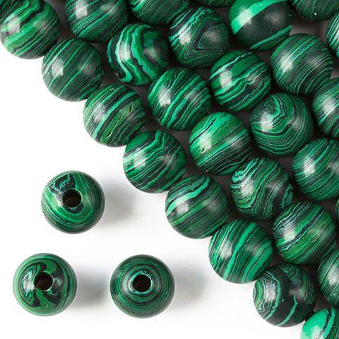 12mm Malachite Round with 2.5mm Hole (aprox 17) - Too Cute Beads