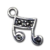 Marcasite Charm- 10mm Music Note (1pc) - Too Cute Beads