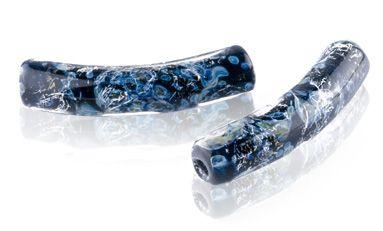 Lampwork 7x33 Glass Tube Bead in Midnight Melody - Too Cute Beads