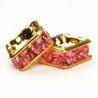 4mm Gold Plate Squaredell - Padparadscha (Sold by the piece) - Too Cute Beads