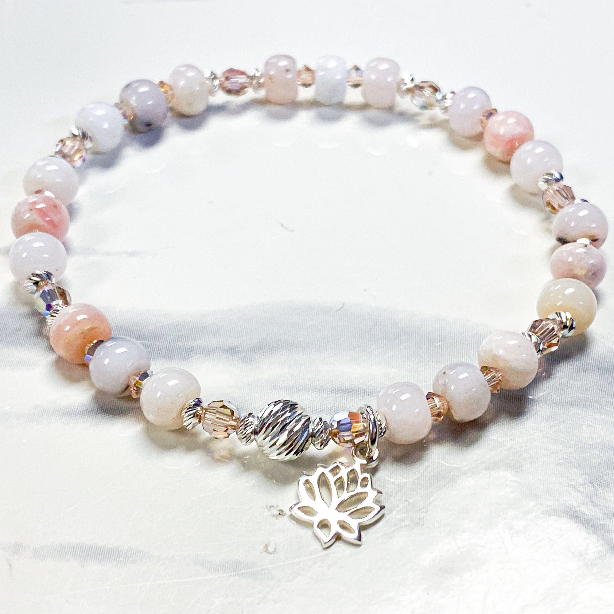 Pink Opal Lotus Bracelet Kit - Too Cute Beads